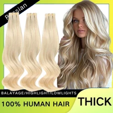 Invisible Tape in/on 100% Remy Real 9A Human Hair Extensions Skin Weft 40-80PC 