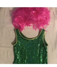 Weissman "Hairspray" Green Sequin Dance/Halloween Cloth And Pink Wig Child Med
