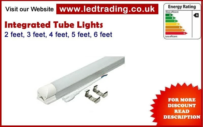 LED T8 Integrated Tube/Batten ceiling light (1,2,3,4,5,6)ft complete fitting - Image 3 of 4