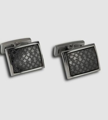 $45 Ryan Seacrest Distinction Men's Black Plaid Pattern Cuff Links