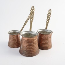 3 stk. Türkische Kaffee  Mokka Pott Bakir Cazve aus Kupfer mit Griff