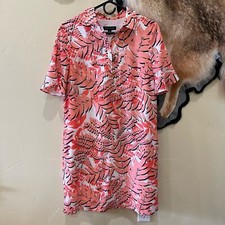 Banana Republic Orange Blue White Shift Dress Pockets Ruffle Sleeve  Medium