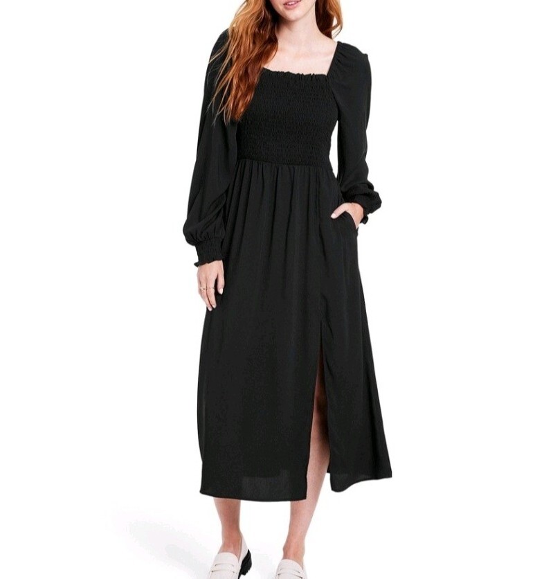 Women's Smocked Bodice Midi Dress - La Ligne x Target Black M
