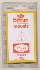 Prinz Scott Stamp Mount 67/34 mm - BLACK - Pk of 12 (67x34 67mm) PRECUT TRIANGLE