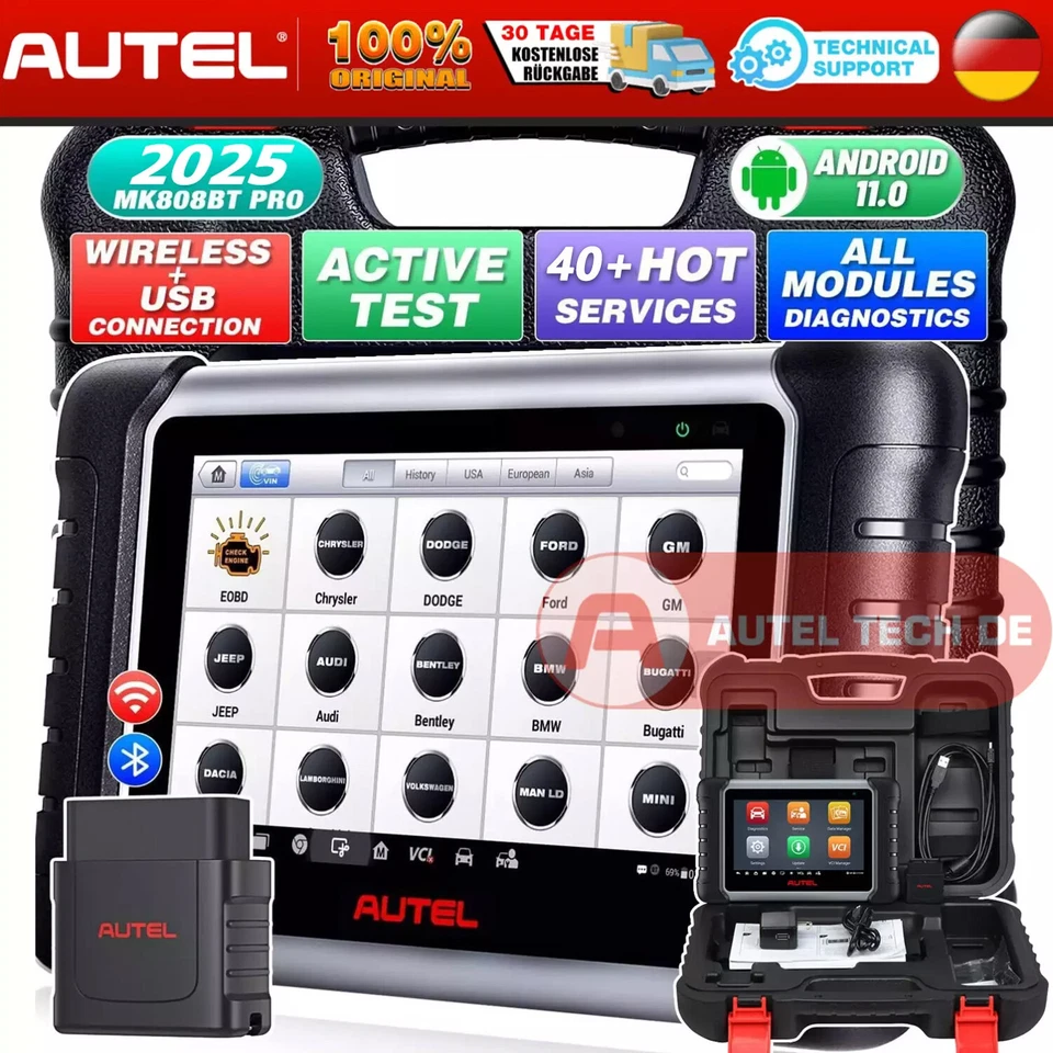 Autel MaxiCOM MK808BT PRO 2025 KFZ Diagnosegerät Auto OBD2 Scanner VOLL SYSTEM