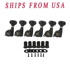 Left Handed 18:1 Gear Ratio Guitar Locking Tuners Machine Heads Tuning Key Black