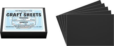 Black Flex Plasticard Polystyrene Craft Sheets - 4''x6'' - .060'' thick - 25 Pack