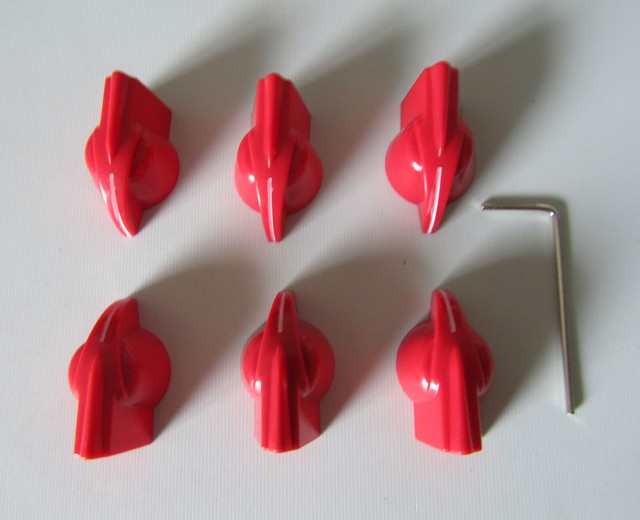 6 Red Raised Chicken Head Knobs 1/4" Guitar AMP Effect Pedal Knobs
