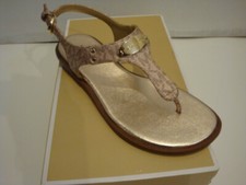 NIB NEW Women MICHAEL KORS Plate Slingback Thong Sandals Signature Rose Gold 6