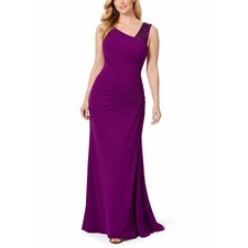 Adrianna Papell Women's Formal Dress Size 10 Fuchsia Pink Beaded Column Gown