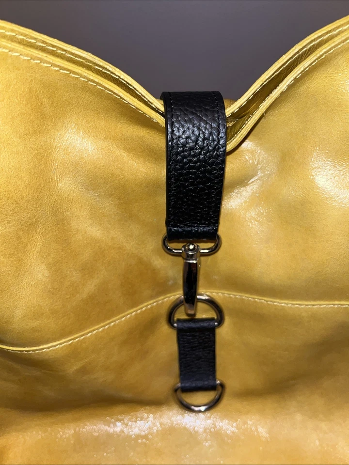 Cleo Patek Paris Mustard Yellow Leather Shoulder Bag EUC Free Shipping - Image 4 of 4