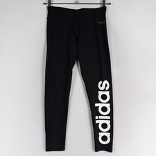 Adidas Climalite Athletic Leggings Womens Sz Medium Black White Spell Out Leg