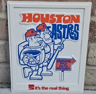 Rare 1972 Houston Astros Astronauts Plastic 3D sign Baseball Coca Cola Mascot