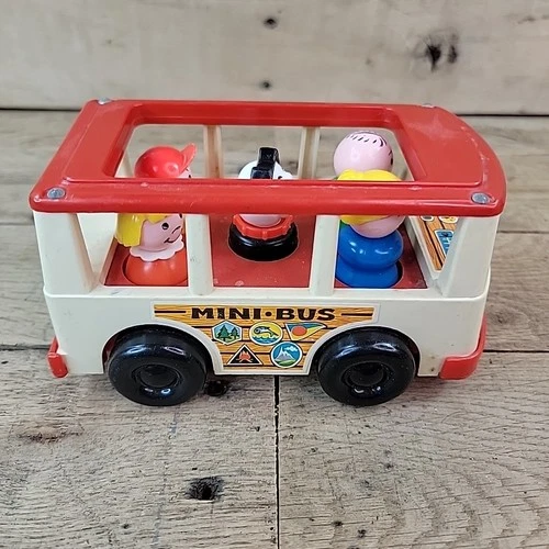 Fisher Price Mini Van Vintage Little People Bouncing  Family Bus W/ People