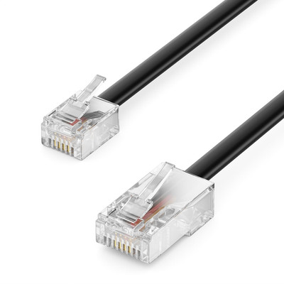 Deleycon 10M Telefonkabel RJ11 auf RJ45 Modular Flachkabel RJ11 Stecker auf 