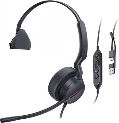 Yealink UH44 USB Wired Headset with Noise Cancelling Mic, Single Ear, Teams