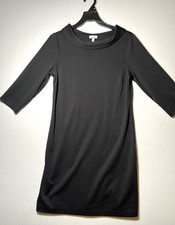 Women’s Talbots Petites Size P Black Round Collar Dress,  Long Sleeve