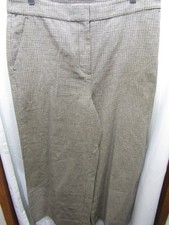 NEW WOMENS LOFT WIDE LEG HOUNDSTOOTH BROWN PANTS SZ 10 INSEAM 26" WAIST FLAT 17"