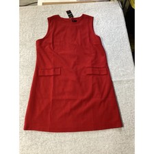 Express Womens Red Sleeveless Shift Dress Front Pockets XL EX010029 NEW