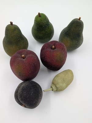 Decorative Fruit / Sugared / Frosted Fruit / Plum, 3 Pear, 2 Apples, &1 Pepper