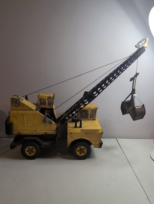Vintage Mighty Tonka Mobile Crane Truck Pressed Steel Toy Clam Bucket Needs TLC!