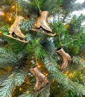 Christbaumschmuck Schlittschuhe Gold Glitzer 4 StüCk Weihnachtsbaumschmuck