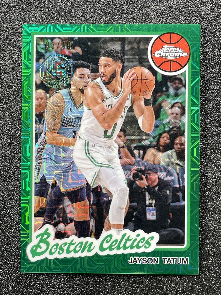 2025-26 Topps Chrome Flagship Jayson Tatum 45th 1980-81 Green Mojo /99