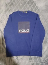 Polo Ralph Lauren Blue Logo Crew Neck Pullover Sweatshirt Men's Size L