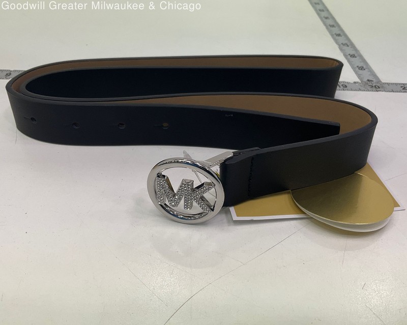 Michael Kors Black Leather Metal Buckle Belt Size Small 38" NWT in Box