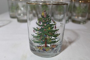 SPODE Christmas Tree Highball Old Fashion Whiskey Glasses
