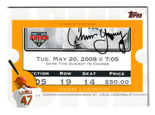 RYAN LUDWICK 2009 TOPPS TICKET TO STARDOM BASEBALL TICKET STUB RELIC TRUE 1/1
