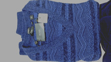  399 VALUE HUGO BOSS BEAUTIFUL SWEATER BLUE  BLACK ITALIAN YARN SZ XL