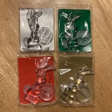 1992 Energizer Bunny Christmas Ornaments Lot of 4 Clear Plastic New