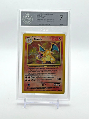 Pokemon Glurak Charizard 4 102 Base Set Holo Deutsch PGS 7 Near Mint 1999