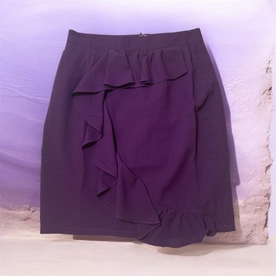 Purple Cascade Ruffle Pencil Skirt Size Small High Waist Cocktail Party Mini