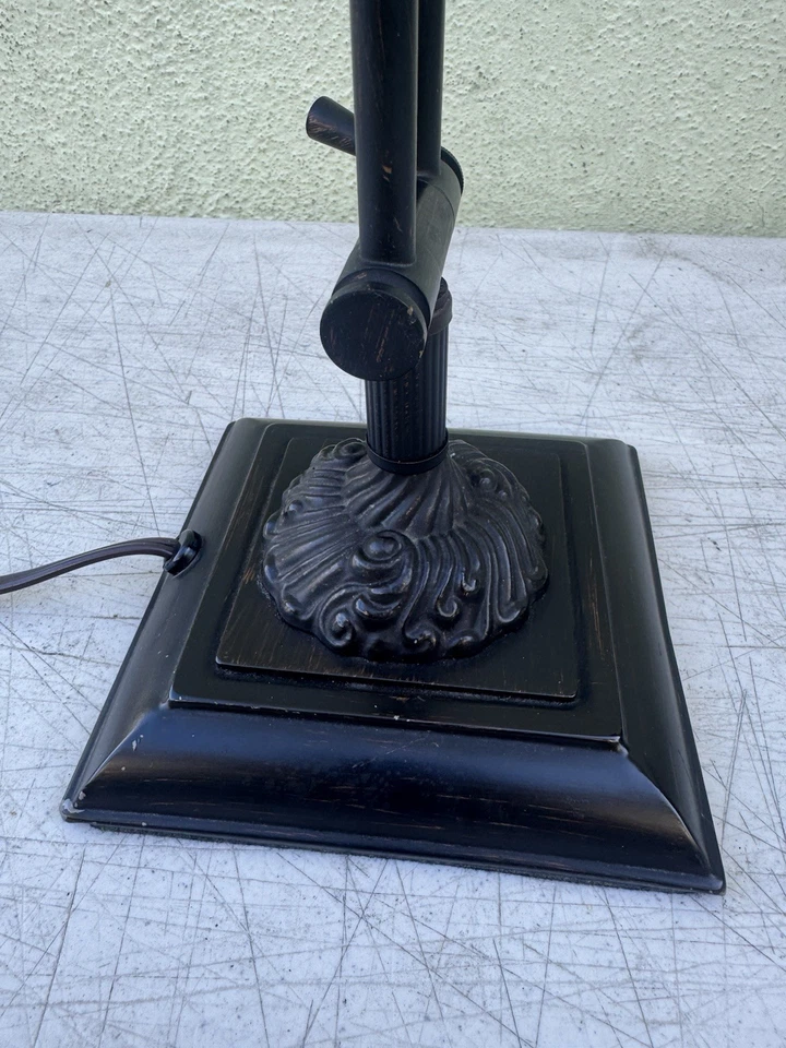 Tiffany Style Lamp Shade Folding Arm Desk Lamp Adjustable Bronze Weighted VTG - Image 3 of 4