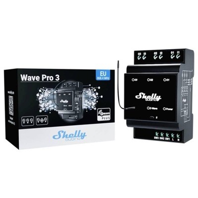 Shelly Wave Pro 3 3-Kanal DIN-Schienen Z-Wave Schalter 48A