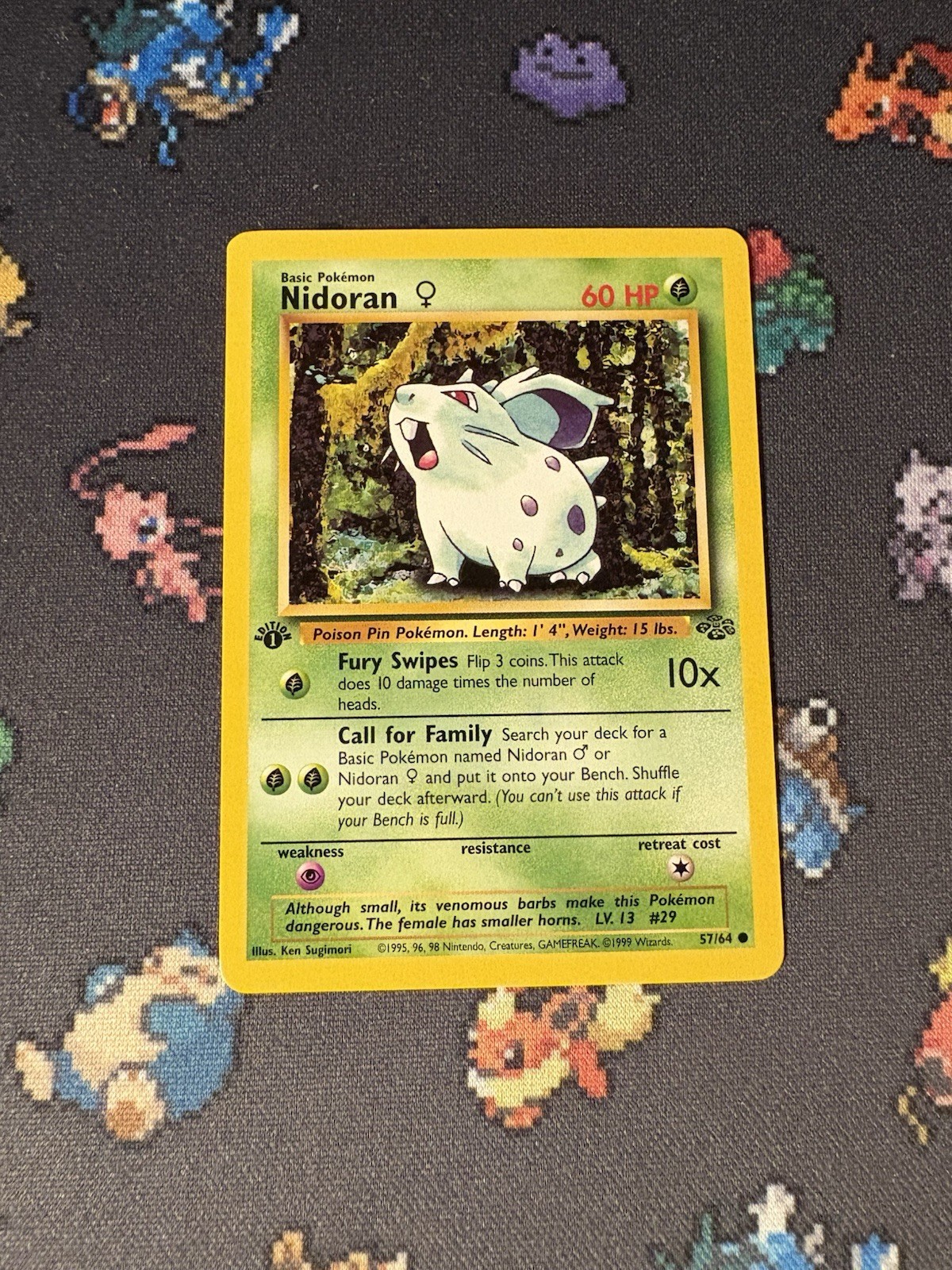 Pokémon Cards Nidoran 57/64 Jungle FIRST EDITION WOTC - (NM)