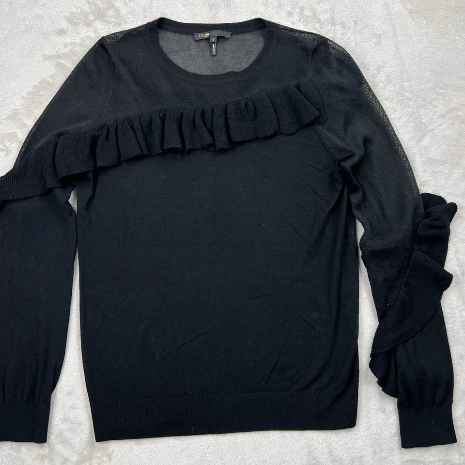 Top de malla de gasa con volantes Maje para mujer talla 2 Foto 3 de 4