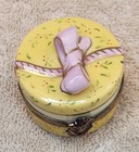 Gérard Ribiere Yellow and Pink Hat Box with Hat Limoges Peint Main Trinket Box — photo 2