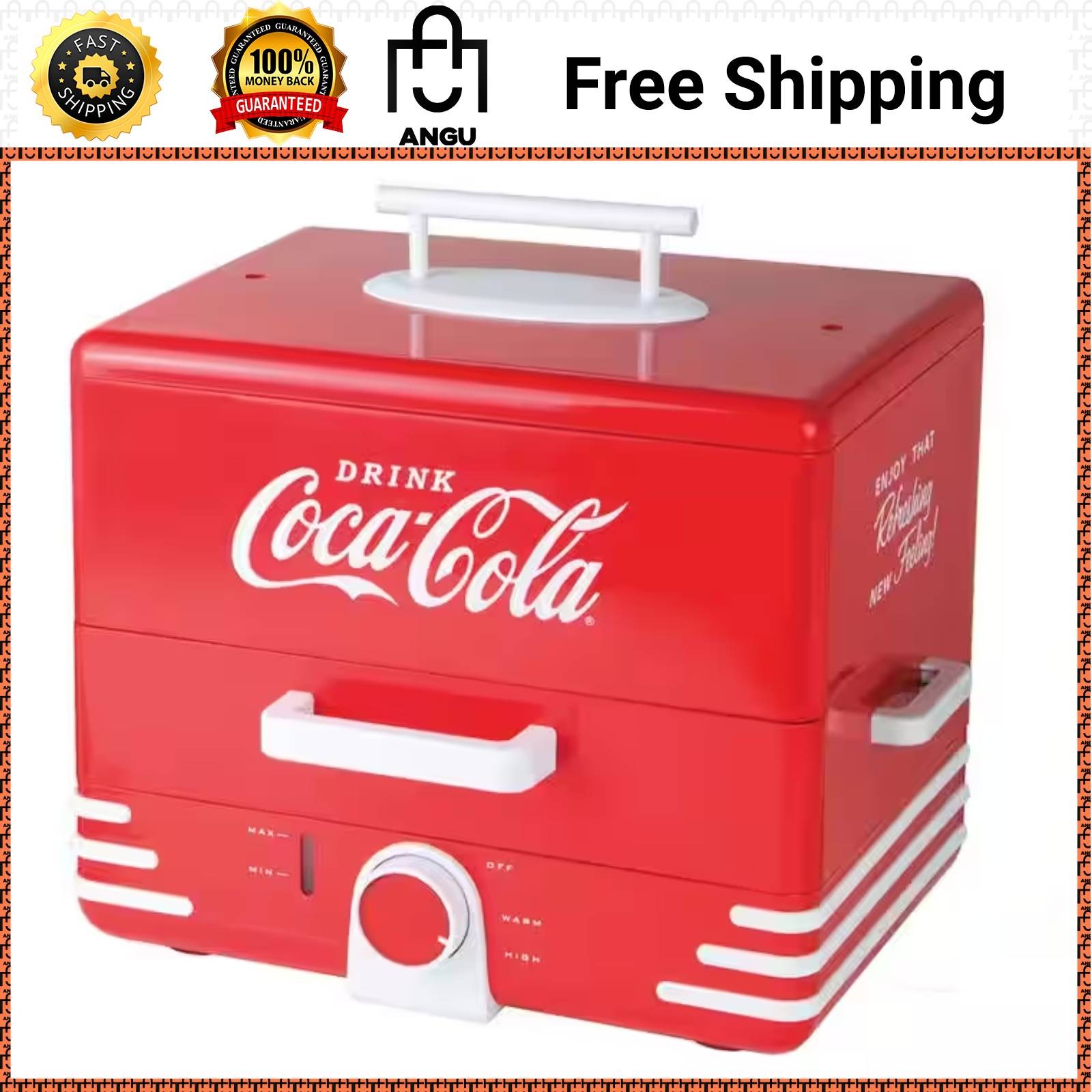 Coca Cola Hot Dog Steamer Cooker Warmer Bun Grill Red 24 Dogs 600W Countertop