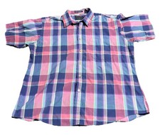 Vintage 90s Members Only Club House Madras Plaid Shirt Mens XL Pastel Pink Blue