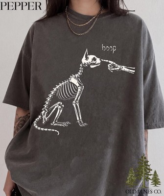 Skeleton Cat Boop Funny Halloween Comfort Tee