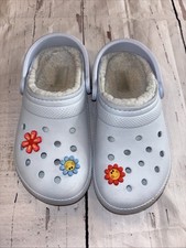 CROCS Fur Lined Light Blue Classic Clogs Size M 4 / W 6