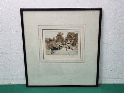 Gerahmter Cockington Forge Devon Künstler Proof Druck signiert von Reginald Barker