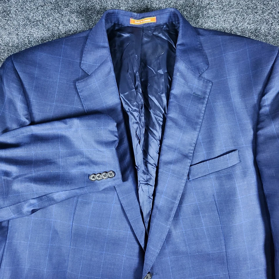 Traje de 2 piezas para hombre Loro Piana Cremieux 52R / 44x30 azul ventana a cuadros Foto 2 de 4