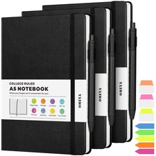 Lined Journal Notebook, 3 Pack A5 College Ruled Notebooks for Work