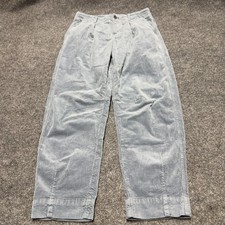 AYR Corduroy Pants Blue Gray Cotton Straight Leg Pleated Cinch Womens Size 0