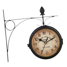 Horloge murale suspendue Double face ronde en métal, 21.8cm, décoration de