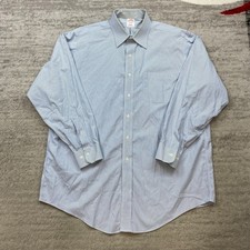 VTG Brooks Brothers Oxford Button Shirt 16.5 - 2/3 Blue White Hickory OCBD 90s